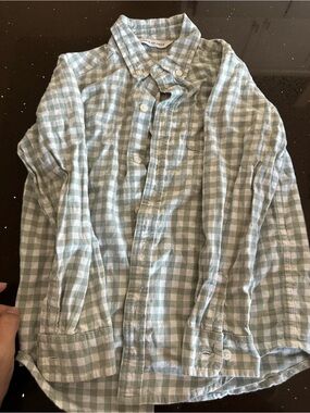 Janie and Jack Pale Green and White Gingham Button-Down Shirt